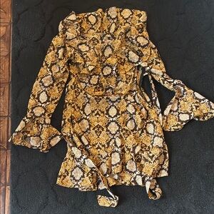 Boohoo Snake Print Dress in Yellow‎ and Brown